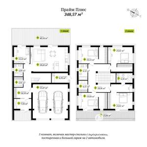 Коттедж 349м², 2-этажный, участок 2 сот.