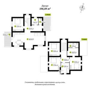 Коттедж 196м², 2-этажный, участок 2 сот.