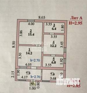 Дом 70м², 1-этажный, участок 8 сот.  