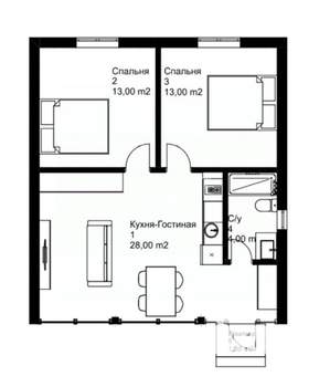 Коттедж 60м², 1-этажный, участок 10 сот.  