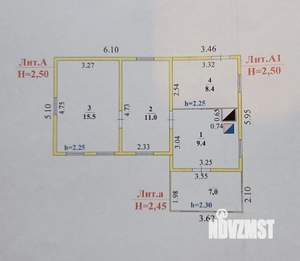 Дом 44м², 2-этажный, участок 12 сот.  