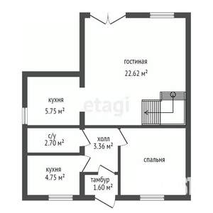 Дом 100м&sup2;, 1-этажный, участок 8 сот.  