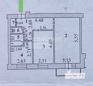 2-к квартира, на длительный срок, 45м2, 4/9 этаж
