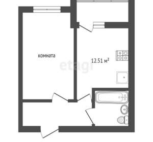 1-к квартира, на длительный срок, 43м2, 12/17 этаж