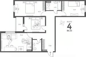 3-к квартира, сданный дом, 86м2, 17/17 этаж