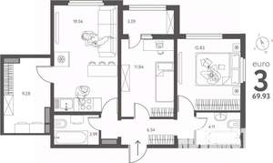 2-к квартира, вторичка, 70м2, 5/17 этаж