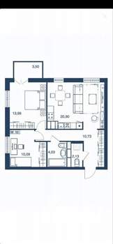 2-к квартира, вторичка, 65м2, 6/25 этаж