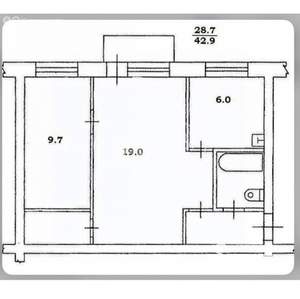 2-к квартира, вторичка, 43м2, 4/5 этаж