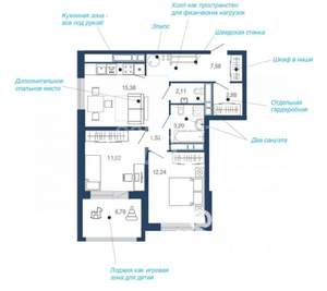 2-к квартира, вторичка, 64м2, 12/22 этаж