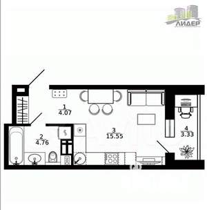 Студия квартира, вторичка, 29м2, 11/25 этаж