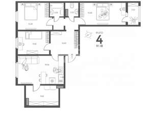 3-к квартира, вторичка, 91м2, 5/17 этаж