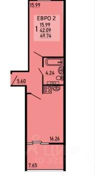 2-к квартира, вторичка, 50м2, 9/25 этаж