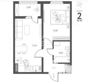 2-к квартира, вторичка, 37м2, 3/17 этаж