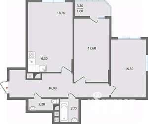 3-к квартира, строящийся дом, 84м2, 22/25 этаж