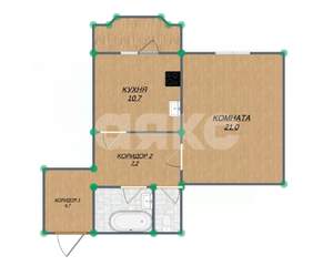 1-к квартира, вторичка, 48м2, 9/10 этаж