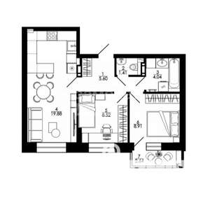 3-к квартира, вторичка, 53м2, 10/15 этаж