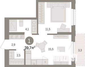 1-к квартира, строящийся дом, 40м2, 7/25 этаж