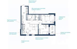 2-к квартира, вторичка, 71м2, 17/23 этаж
