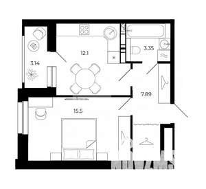 1-к квартира, вторичка, 41м2, 23/24 этаж