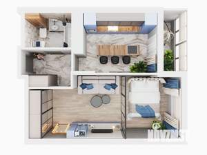 1-к квартира, строящийся дом, 46м2, 18/19 этаж