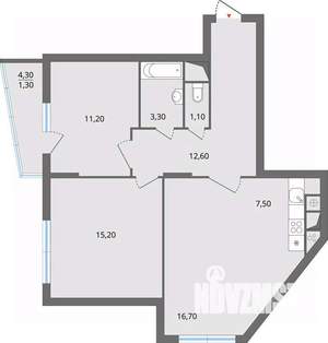 3-к квартира, строящийся дом, 71м2, 4/17 этаж