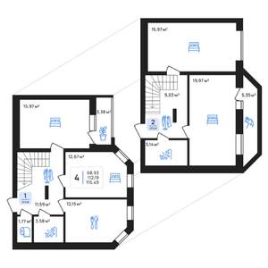 4-к квартира, строящийся дом, 115м2, 6/8 этаж