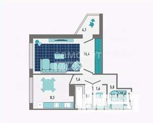 1-к квартира, строящийся дом, 38м2, 5/18 этаж