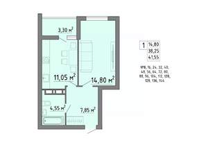 1-к квартира, вторичка, 42м2, 6/19 этаж