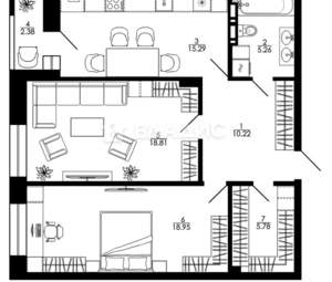 4-к квартира, вторичка, 125м2, 1/9 этаж