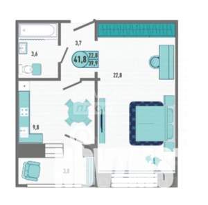 1-к квартира, вторичка, 42м2, 1/18 этаж