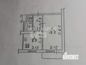 1-к квартира, вторичка, 35м2, 1/9 этаж