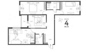 3-к квартира, вторичка, 86м2, 12/17 этаж