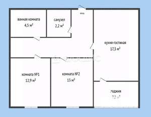 2-к квартира, сданный дом, 68м2, 9/17 этаж