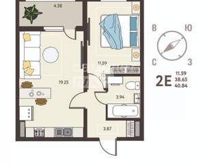 1-к квартира, вторичка, 41м2, 12/18 этаж