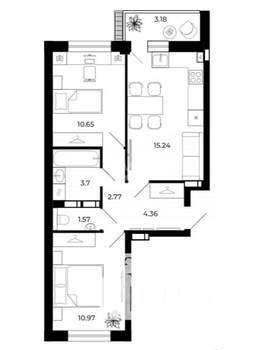 2-к квартира, вторичка, 52м2, 7/10 этаж