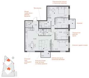 4-к квартира, вторичка, 118м2, 24/25 этаж