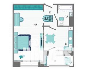 1-к квартира, вторичка, 42м2, 18/18 этаж