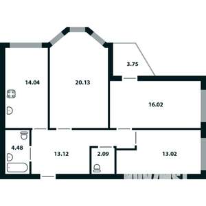 3-к квартира, строящийся дом, 85м2, 12/17 этаж