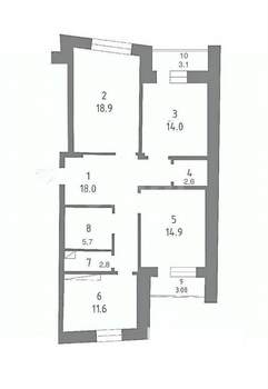 3-к квартира, вторичка, 94м2, 8/22 этаж