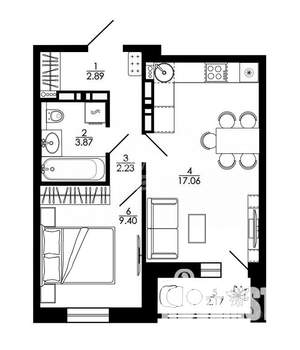 1-к квартира, вторичка, 37м2, 25/25 этаж