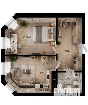 1-к квартира, вторичка, 42м2, 2/8 этаж