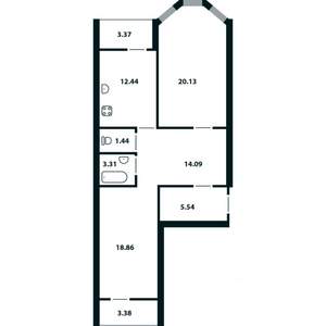 2-к квартира, строящийся дом, 79м2, 13/17 этаж