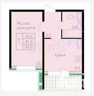 1-к квартира, вторичка, 33м2, 8/18 этаж