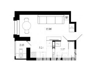 Студия квартира, вторичка, 27м2, 6/12 этаж