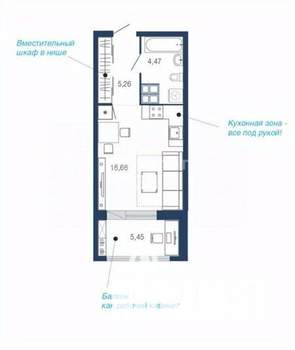 Студия квартира, вторичка, 32м2, 2/23 этаж