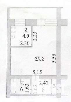 1-к квартира, вторичка, 37м2, 1/5 этаж