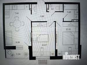 2-к квартира, вторичка, 50м2, 3/17 этаж