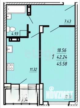 1-к квартира, вторичка, 40м2, 13/17 этаж