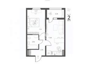 2-к квартира, вторичка, 37м2, 14/17 этаж