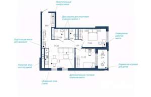 2-к квартира, вторичка, 71м2, 7/23 этаж